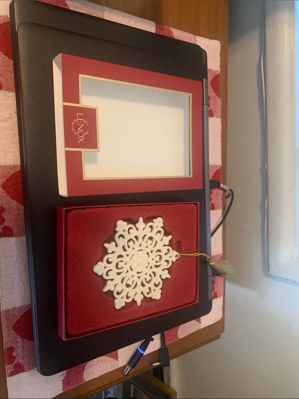 Lenox 2023 White Porcelain Snowflake Ornament with Gold Tassel
